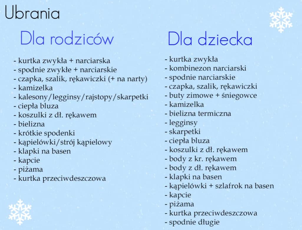Co zabrać na wyjazd w góry z dzieckiem zimą - niezbędna lista rzeczy